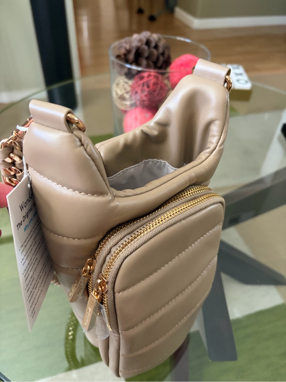Wander Quilted Puffer Crossbody Bag - Taupe - Picture 4 of 8